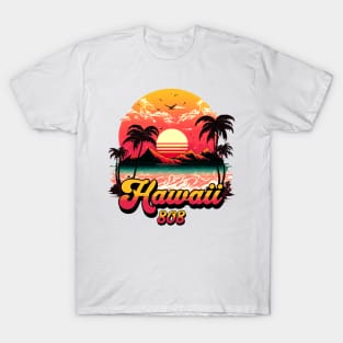 Hawaii 808 Vintage Retro Sunset T-Shirt